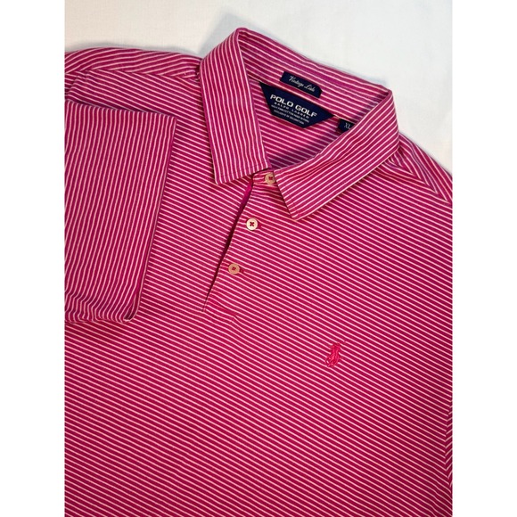 Polo Ralph Lauren Other - Polo Golf Ralph Lauren Pink White Striped Pima Cotton Polo Shirt Mens XL